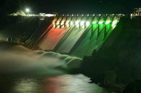 Salal Dam (J & K) illuminated in tricolour on the evening of 74th # ...