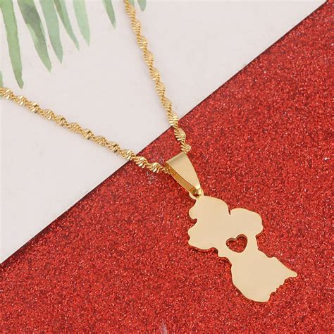 Guyana Map Pendant Necklace Women Men Gold Color Guayana Jewelry ...