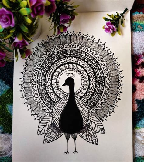 Peacock mandala | Mandala design art, Doddle art, Easy mandala drawing