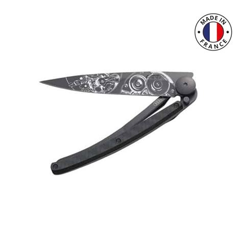 Couteau Deejo Tatoo Garde Temps Fibre De Carbone G