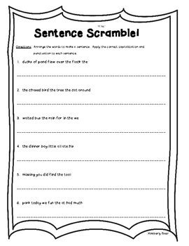 Free Printable Scrambled Sentences Worksheets FREE PRINTABLE TEMPLATES