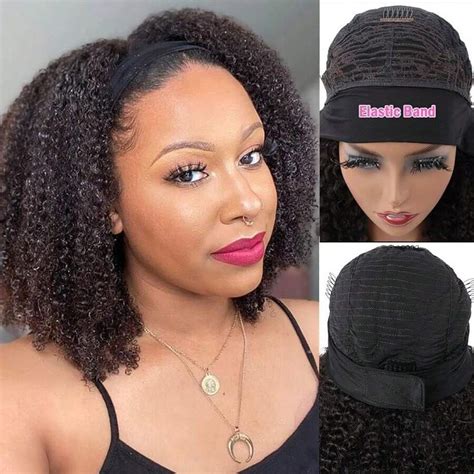 Perruque Bandeau Boucles Fris Es Afro En Cheveux Humains Densit De