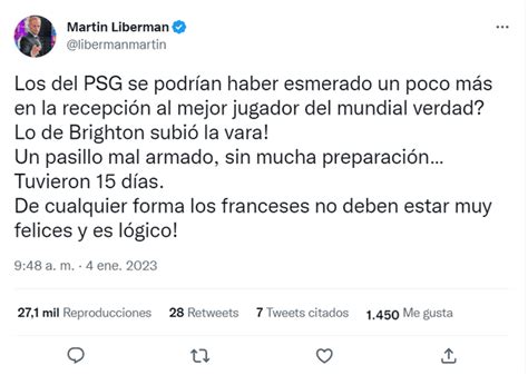 Lionel Messi Mart N Liberman Desatado Con Psg Por Fr A Bienvenida A