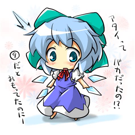 Safebooru Barefoot Blue Dress Blue Eyes Blue Hair Bow Chibi Cirno