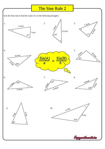 The Sine And Cosine Rule 6 Worksheets With Answers Teaching Resources