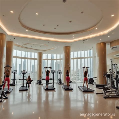 Luxury Gym Workout for Women in Bahrain Skyscraper Hotel | AI Image