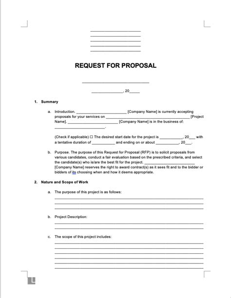 Request For Proposal Rfp Template