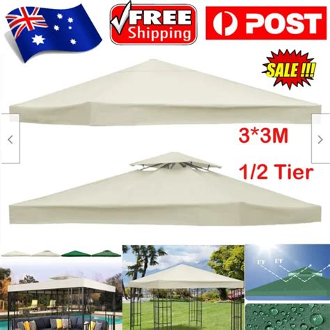 Replacement Top Canopy 12 Tier Garden Gazebo Outdoor Roof Cover Beige