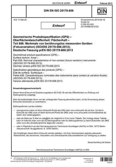 DIN EN ISO 25178 606 2013 DE Geometrische Produktspezifikation GPS