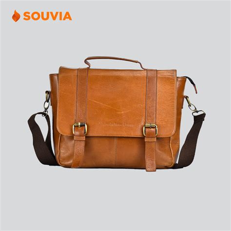 Tas Selempang Kulit Asli Souvenir Kantor Premium Souvia