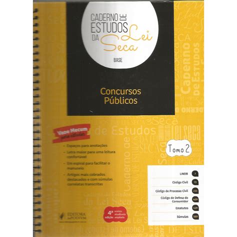 Livro Caderno De Estudos Da Lei Seca Concursos P Blicos Tomo