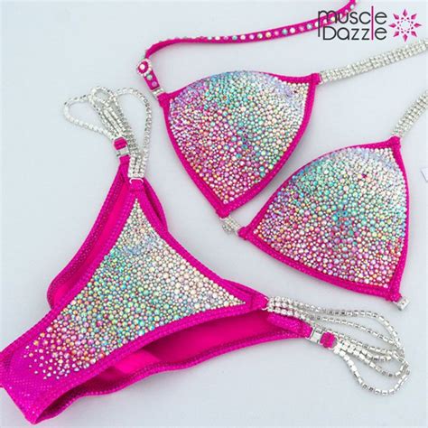 Pink Crystal Bikini Fully Bling On Hot Pink Fabric Bikini Competition