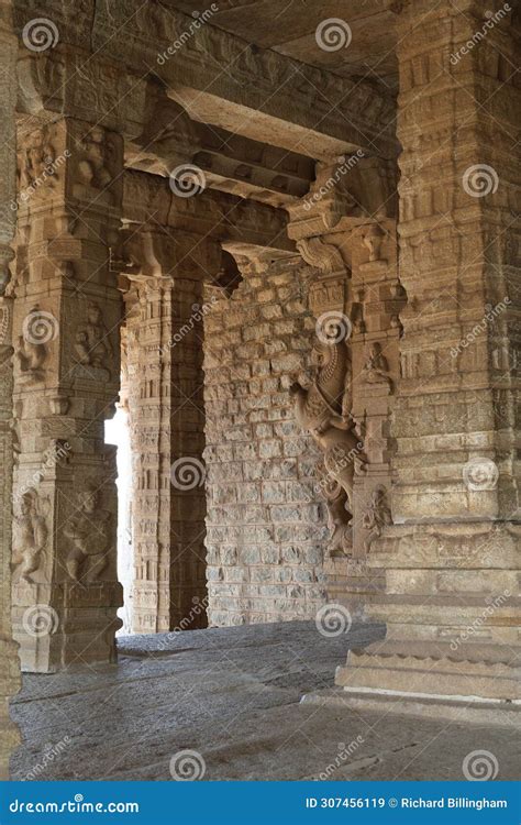 Ornate Sculpture On Columns Ranga Mantapa At Vittala Temple Hampi