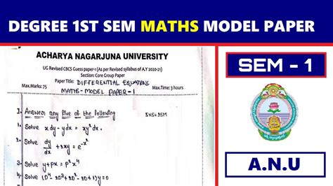 Degree 1st SEM Maths Model Paper 2021 Degree Mathematics Model Paper