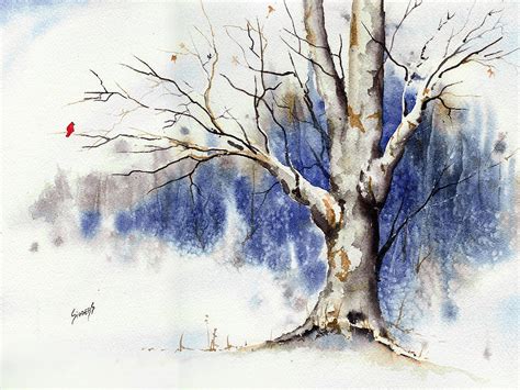 Untitled Winter Tree Painting By Sam Sidders