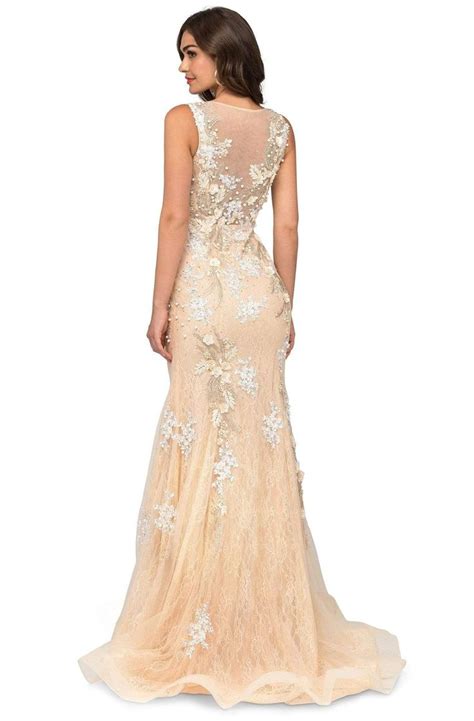 Cecilia Couture 1401 Embroidered Lace Scoop Trumpet Dress Cocktail