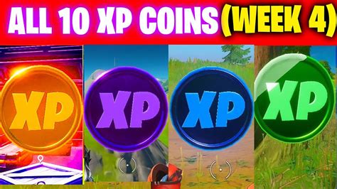 All Xp Coins Locations In Fortnite Season 4 Chapter 2 Week 4 Youtube