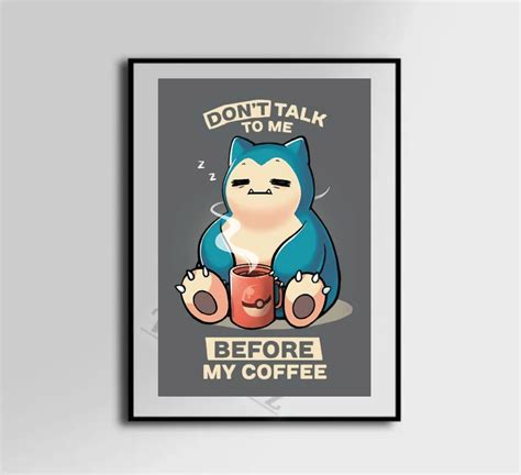 Snorlax Coffee Art Poster Wall Art Canvas Home Decor Etsy