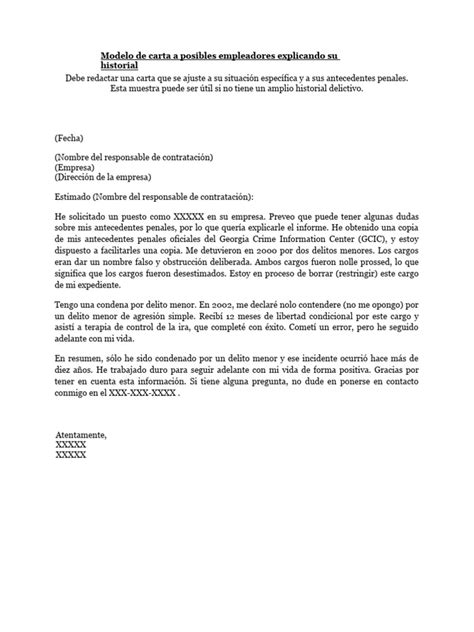 Ejemplo 1 De Cartas Explicativas Pdf