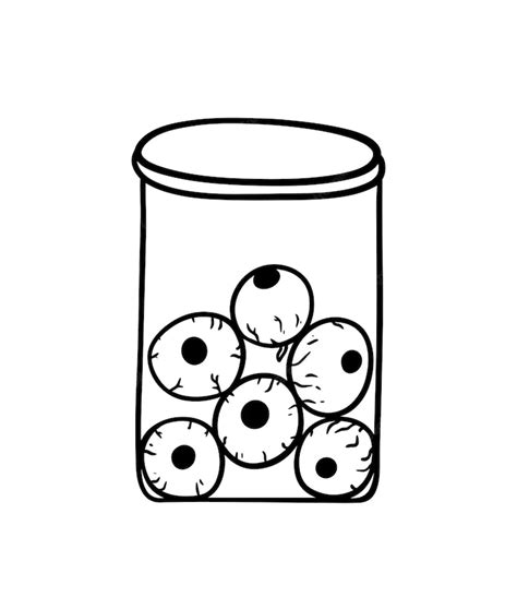 Premium Vector Glass Jar With Eyes Halloween Doodle Linear Cartoon Coloring