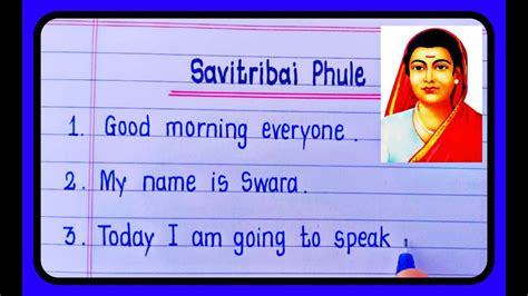 Lines Speech On Savitribai Phule In English Savitribai Phule Bhashan