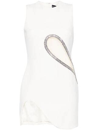 David Koma Crystal Embellished Mini Dress White Farfetch