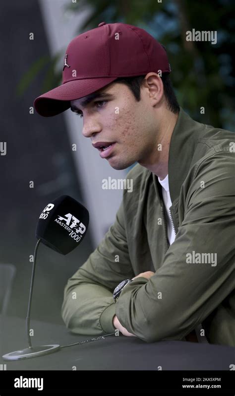 Carlos Alcaraz Of Spain Press Conference During Day 1 Of The Rolex