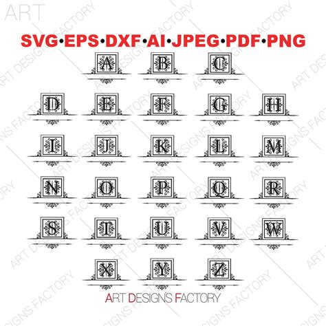 Split Monogram Svg Split Font Letter Svgsplit Monogram Etsy