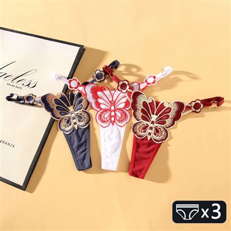 Kit 3 Calcinha Tanga Fio Borboleta Lingerie Sexy Regulagem Langerie Shopee Brasil