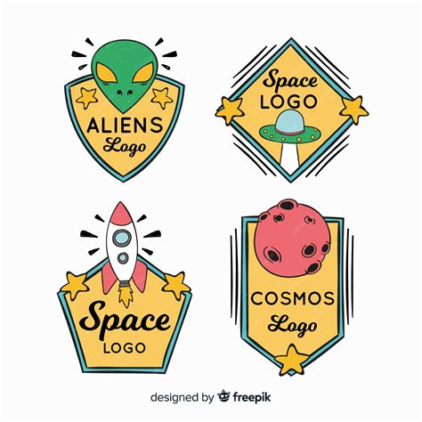 Free Vector | Colorful hand drawn space badge collection