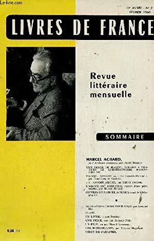 Livres de France année 11 n2 février 1960 Marcel Achard par