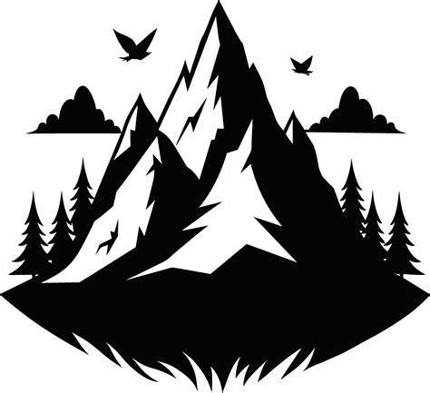 mountain silhouette black and white design 42978347 Vector Art at Vecteezy