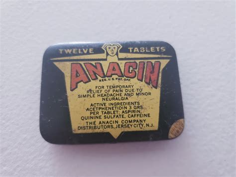 Vintage Anacin Aspirin Tablet Tin Pill Box Art Deco Medical Etsy