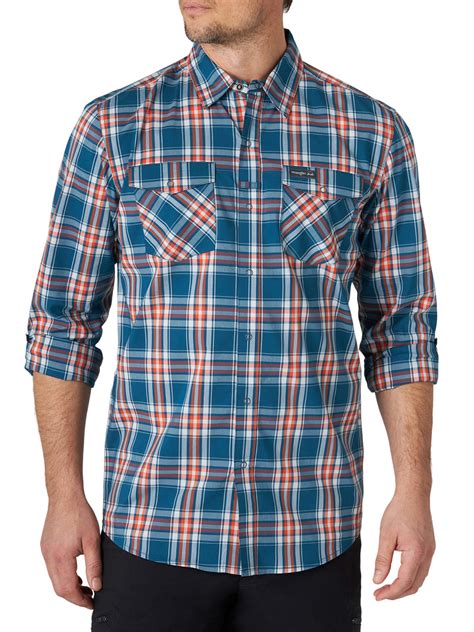 Wrangler Wrangler Mens Long Sleeve Plaid Outdoor Utility Shirt