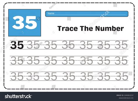 Number 35 Tracing Practice Worksheet Worksheet Stock Vector (Royalty ...