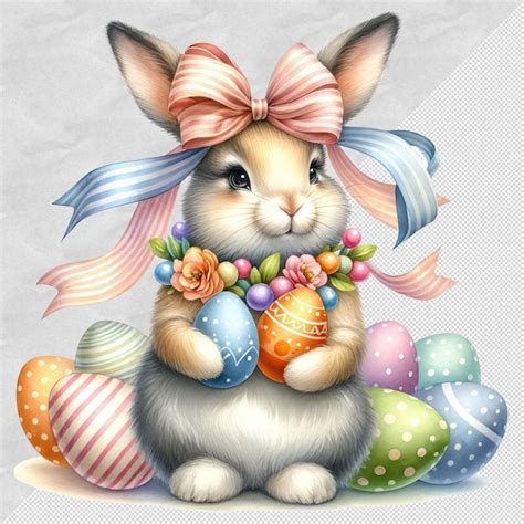 Cute Aquarela Easter Bunny Clipart Ilustra O Psd Premium