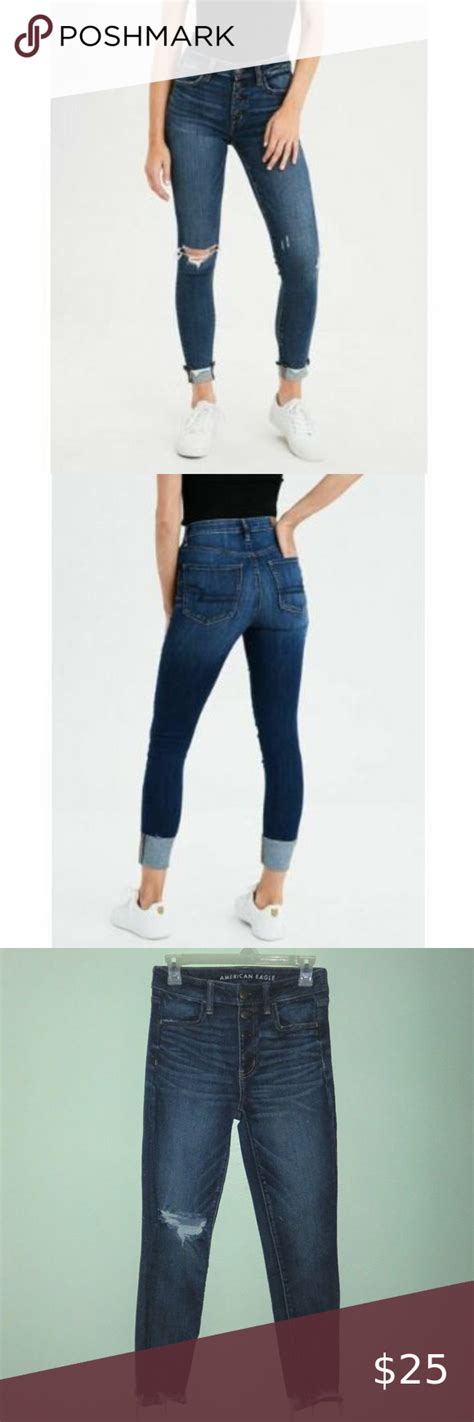 American Eagle High Rise Jegging Crop Holes Jeans American Eagle