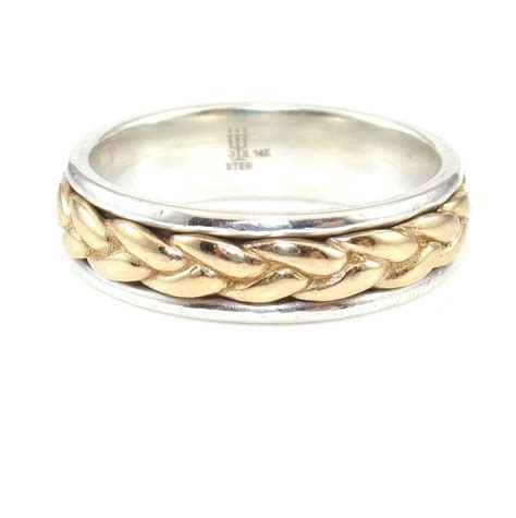 James Avery Sterling Silver 14K Yellow Gold Braid Weave Woven Band Ring