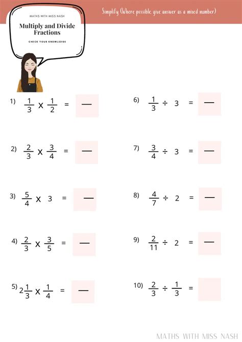 Fraction Multiplication Division Worksheet