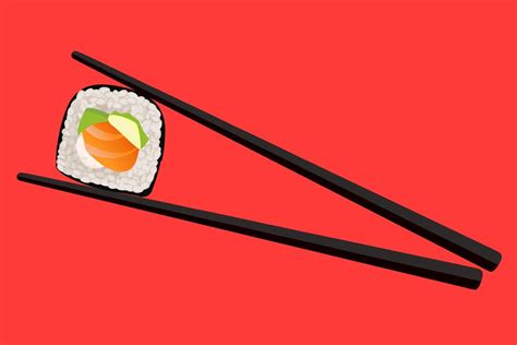 Vector Chopsticks Holding Sushi Roll 2394130 Vector Art At Vecteezy