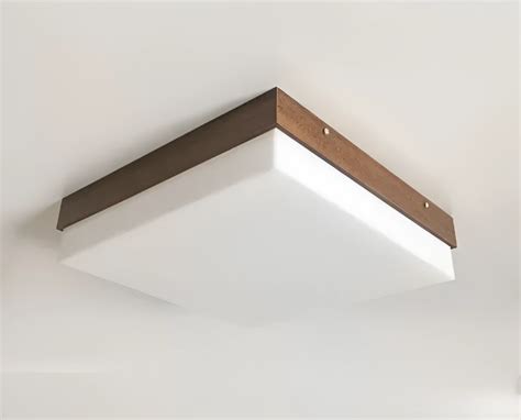 Luminária Plafon de Sobrepor Quadrado Acrílico 30x30 Madeira Mdf