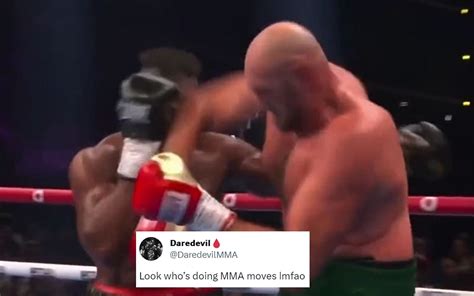 “he Needs To Be Disqualified” Tyson Fury Hits Francis Ngannou With Illegal Elbow After