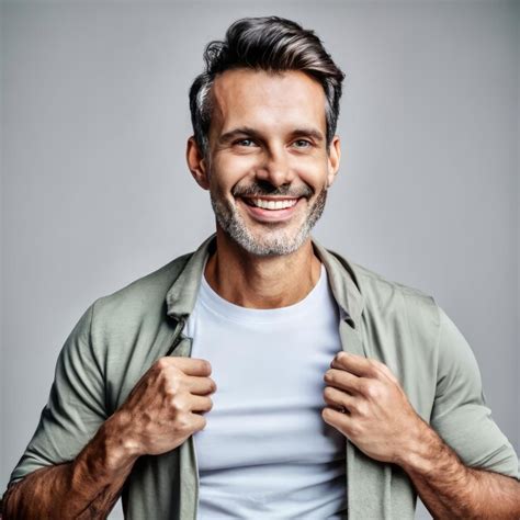 Premium Ai Image Portrait Of Handsome Smiling Man Wearing A Tshirt