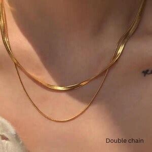 18k Gold Filled Herringbone Necklace Stack 18k Snake Chain Etsy