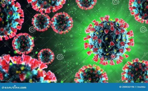 3d Render Of Pathogenic Virus Organism Or Bacteria Infecting And