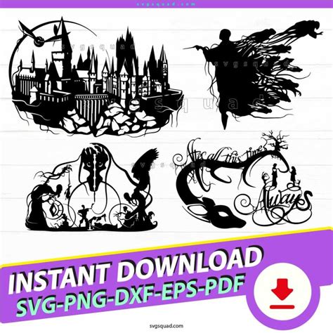 Hogwarts Silhouette SVG PNG Bundle Hogwarts HP Svg Cricut