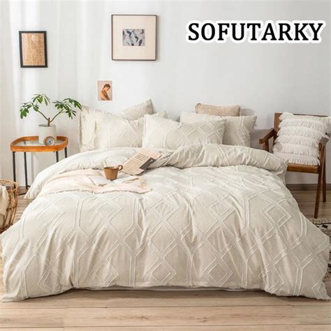 Sofutarky 6 Colors Bedding Duvet Cover Set Geometry Tufted Cation