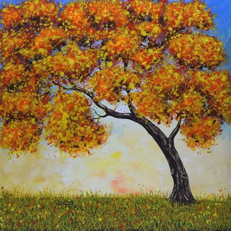 Oak Tree Painting Fall Tree Painting Impasto Landscape Art X