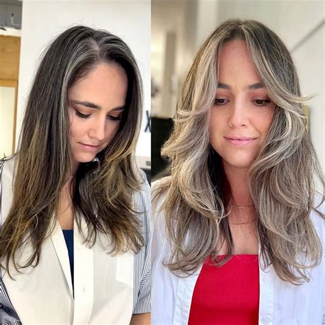 30 Coolest Ideas On Gray Blending For Dark Hair Hair Adviser Cool Blonde Hair Grey Hair