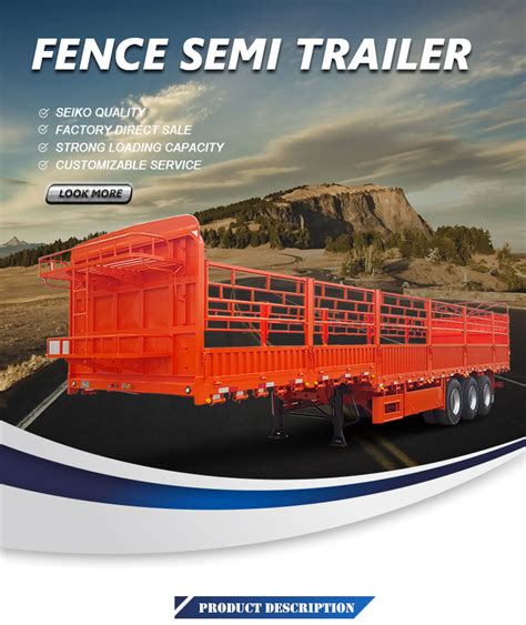 40FT 60ton 3 Axle Flatbed Side Wall Fence Truck Cargo Container Semi